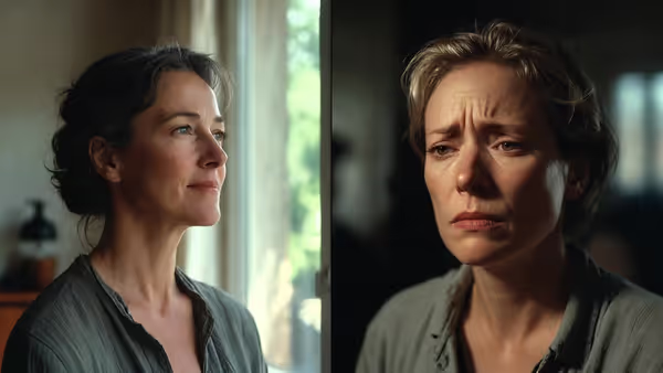 Visual comparison of calm versus anxious reactions in everyday situations